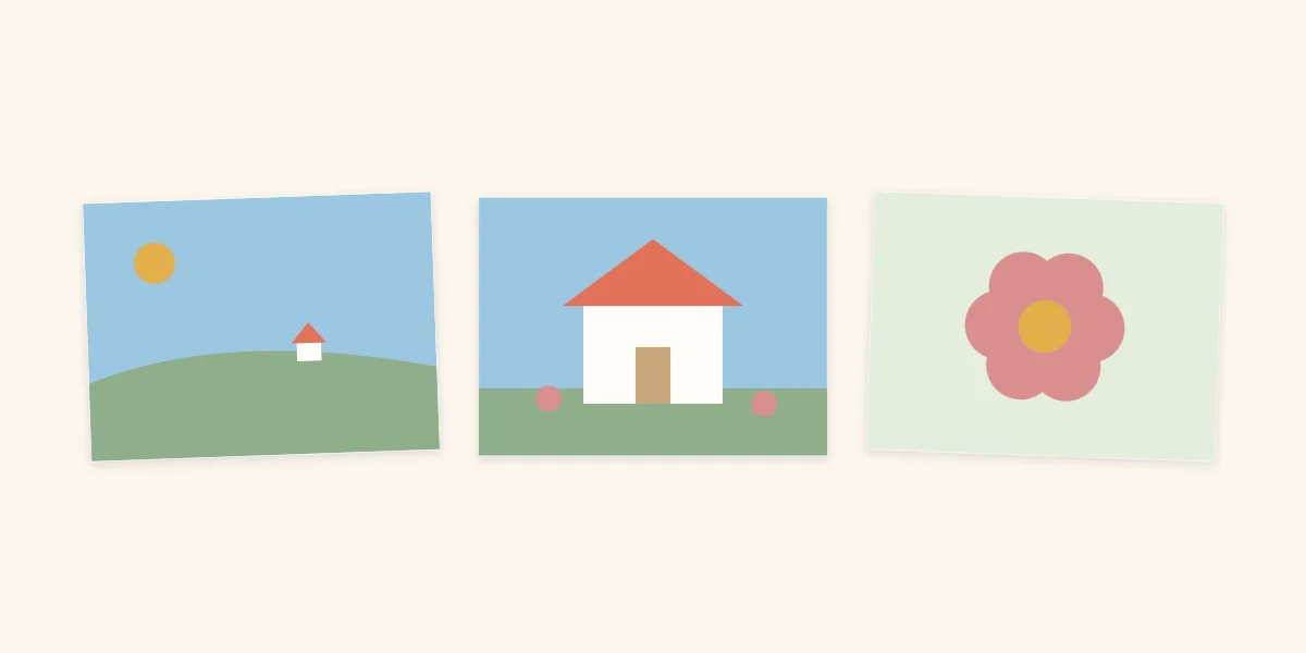 Three photo placeholders showing a wide view, a medium view and a close-up detail