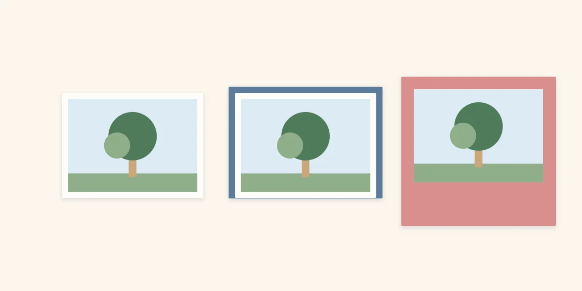 Three ways to mat a photo: a thin single mat, a double mat and a wide mat with the photo set high