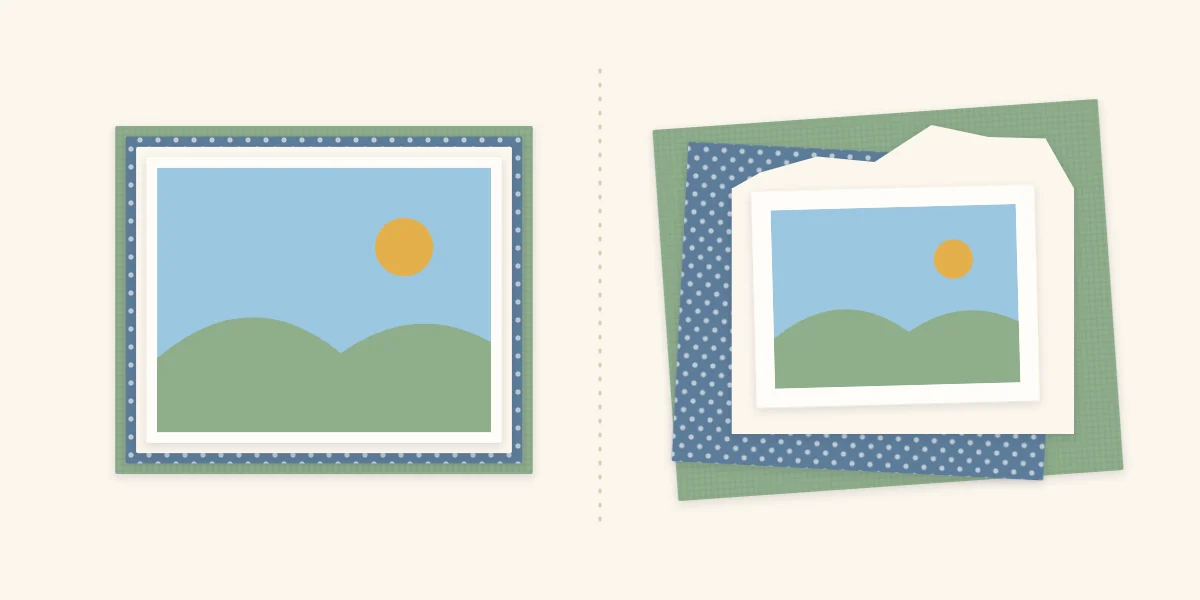 Evenly centered layers showing thin edges compared with offset layers showing clear bands of color