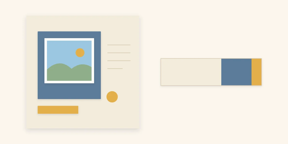 A scrapbook page in a large neutral area, a medium main color and a small accent, with a matching proportion bar